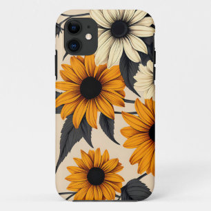 Elegante zwartogige Susans op bruin iPhone 11 Hoesje