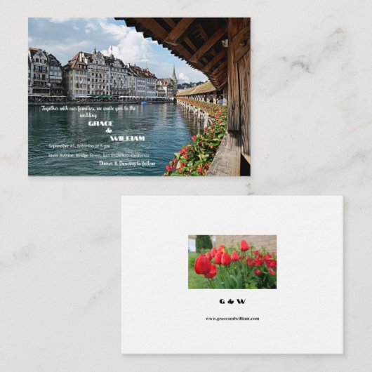 Elegante Zwitserse Brug ontwerp bruiloft Informatiekaartje (Voorkant / Achterkant)