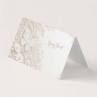 Eleganter Papercut Schmetterling mit Blumenrahmen Visitekaartjes