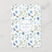 Elégantes cartes de menu mariage à fleurs bleues d (Dos)