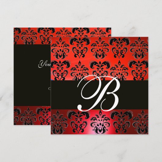 ÉLÉGANTES CARTES D'INVITATION MARIAGE MONOGRAMME E (Devant / Derrière)