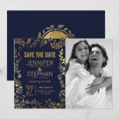 Élégantes Cartes "Save the Date" à Motifs Floraux  (Devant / Derrière)