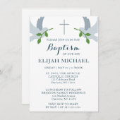 Élégantes colombes du baptême et invitation croisé (Devant / Derrière)