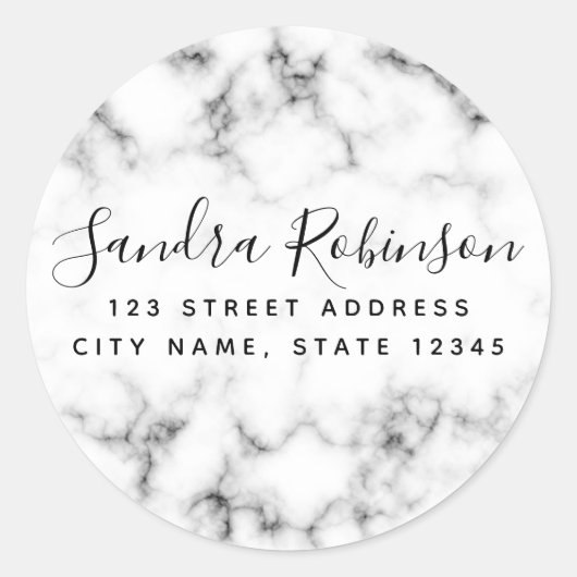 Élégantes étiquettes d'adresse de retour en marbre (Devant)