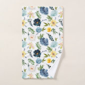 Élégantes fleurs aquarelles roses bleu jaune (Serviette à main)
