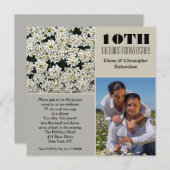 élégantes fleurs blanches 10 ans photo invitations (Devant / Derrière)