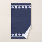 Élégantes fleurs blanches modernes sur fond bleu m (Serviette à main)