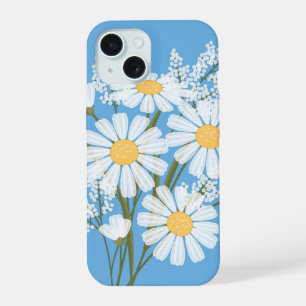 Élégantes fleurs blanches sur fond bleu