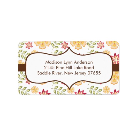 Élégantes Fleurs d'Automne Brown Étiquettes D'Adre (Devant)