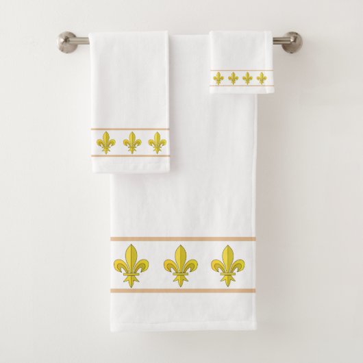 Élégantes fleurs de lis dorées chic sur fond blanc (En situation)