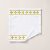 Élégantes fleurs de lis dorées chic sur fond blanc (Gant de toilette)