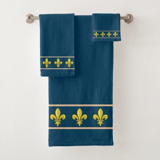 Élégantes fleurs de lis dorées sur fond bleu (En situation)