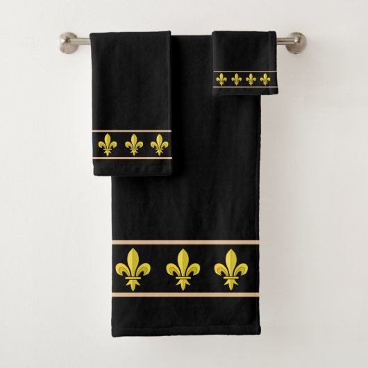 Élégantes fleurs de lis dorées sur fond noir (En situation)