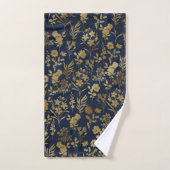 Élégantes Fleurs d'or Bleu Botanique (Serviette à main)