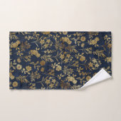 Élégantes Fleurs d'or Bleu Botanique (Serviette à main)