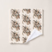 Élégantes Fleurs Foliage et Plumes Motif (Gant de toilette)