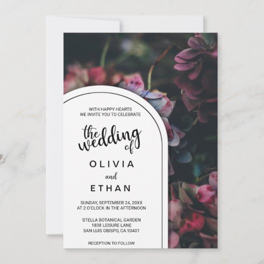 Élégantes fleurs rose roses Faire-part de mariage (Devant)