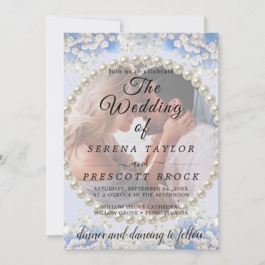 Élégantes fleurs Vellum Overlay Faire-part de mari (Devant)