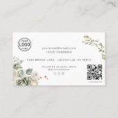 Élégantes fleurs vertes QR Code Carte de visite so (Dos)