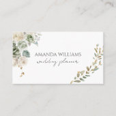 Élégantes fleurs vertes QR Code Carte de visite so (Devant)