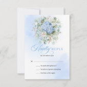 Élégantes Hydrangeas Bleues RSVP de Mariage avec F (Devant)