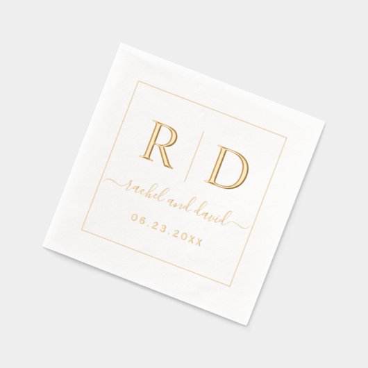 Élégantes initiales monochrome or mariage (Gauche)