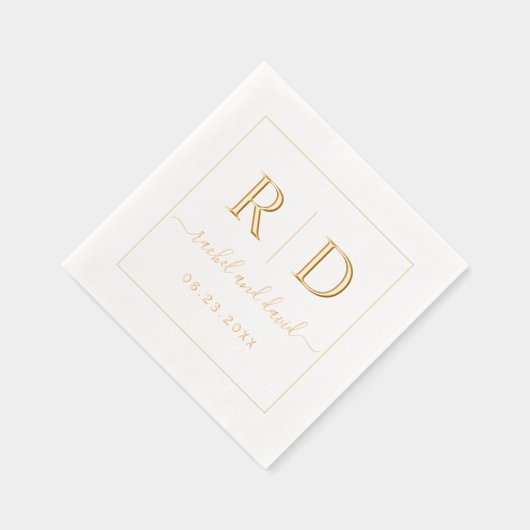 Élégantes initiales monochrome or mariage (Droite)