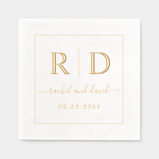 Élégantes initiales monochrome or mariage (Recto)