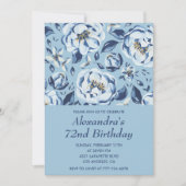 Elégantes invitations 72e anniversaire Floral Blue (Devant)