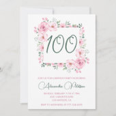 Élégantes invitations à 100e anniversaire Floral P (Devant)