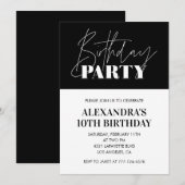 Élégantes invitations à 10e anniversaire fête d'an (Devant / Derrière)