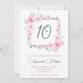 Élégantes invitations à 10e anniversaire Floral Pi (Devant)