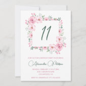 Élégantes invitations à 11e anniversaire Floral Pi (Devant)