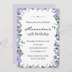 Élégantes invitations à 13e anniversaire Floral Fr