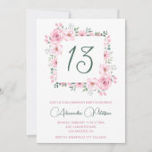 Élégantes invitations à 13e anniversaire Floral Pi (Devant)