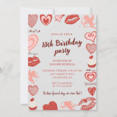 Élégantes invitations à 13e anniversaire Grey Red (Devant)