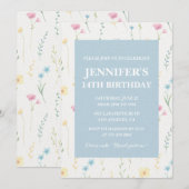 Élégantes invitations à 14e anniversaire Floral Bo (Devant / Derrière)