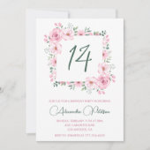 Élégantes invitations à 14e anniversaire Floral Pi (Devant)