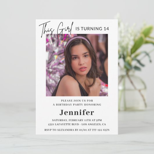 Élégantes invitations à 14e anniversaire Photo Mod (Debout devant)