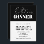 Élégantes invitations à 15e anniversaire Dîner d'a<br><div class="desc">Elégante invitation à 15e anniversaire Anniversaire Dîner noir et blanc moderne</div>