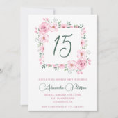 Élégantes invitations à 15e anniversaire Floral Pi (Devant)