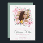 Élégantes invitations à 15e anniversaire Photo Boh<br><div class="desc">Élégantes invitations à 15e anniversaire Photo Boho fleurs vintages</div>