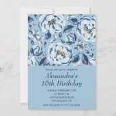 Élégantes invitations à 16e anniversaire Floral Bl (Devant)