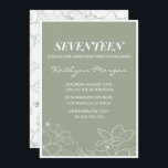 Élégantes invitations à 17e anniversaire Floral Gr<br><div class="desc">Élégantes invitations à 17e anniversaire Flowers Green</div>