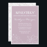 Élégantes invitations à 17e anniversaire Floral mo<br><div class="desc">Invitations élégantes à 17e anniversaire Fleurs florales modernes violet</div>