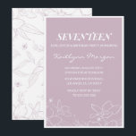 Élégantes invitations à 17e anniversaire Floral mo<br><div class="desc">Invitations élégantes à 17e anniversaire Fleurs florales modernes violet</div>