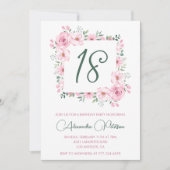 Élégantes invitations à 18e anniversaire Floral Pi (Devant)
