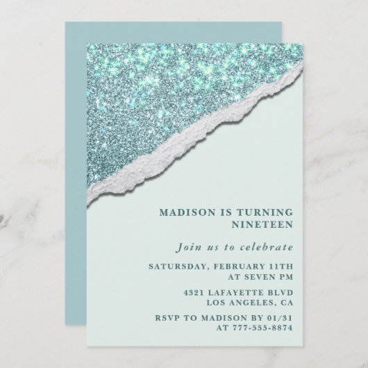 Élégantes invitations à 19e anniversaire Parties s (Devant / Derrière)