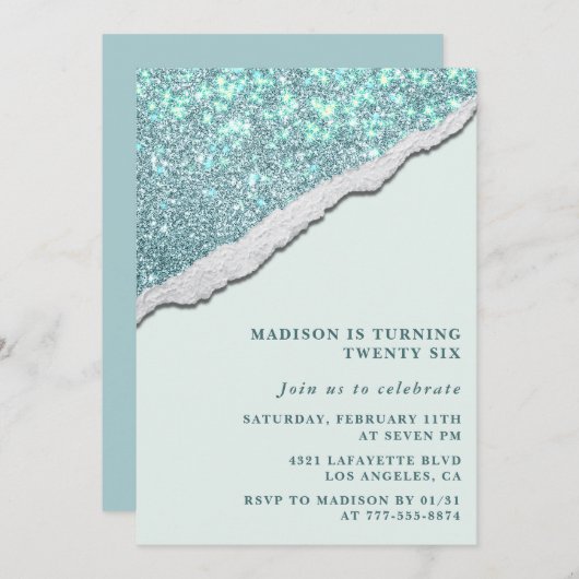 Élégantes invitations à 26e anniversaire Parties s (Devant / Derrière)