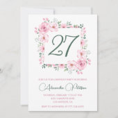Élégantes invitations à 27e anniversaire Floral Pi (Devant)